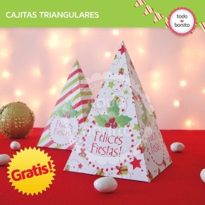 Navidad verde y rojo: cajita triangular gratis