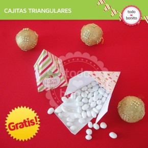 Navidad verde y rojo: cajita triangular gratis