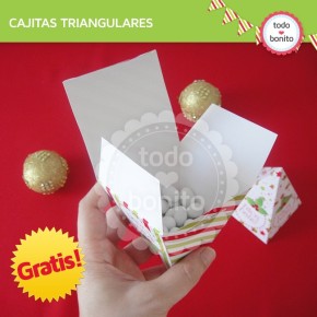 Navidad verde y rojo: cajita triangular gratis