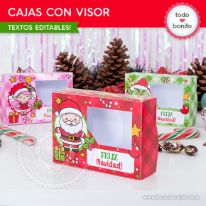 Navidad personajes tiernos: cajas con visor