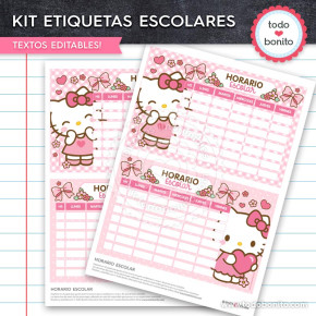 Holario escolar Hello Kitty rosa