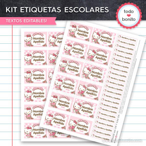 Kit imprimible escolar Hello Kitty rosa