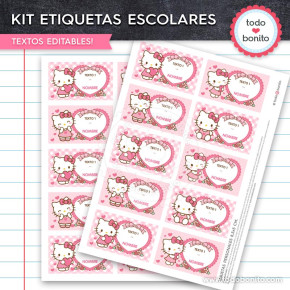 Kit imprimible escolar Hello Kitty rosa