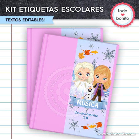 etiquetas escolares frozen 2 imprimibles personalizadas