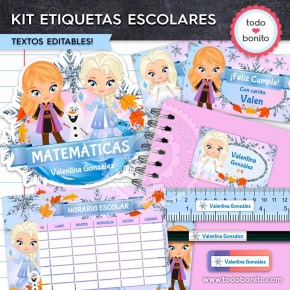 etiquetas escolares frozen 2 imprimibles personalizadas