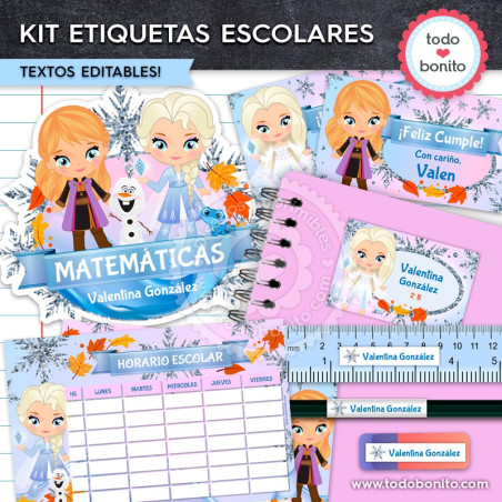 etiquetas escolares frozen 2 imprimibles personalizadas