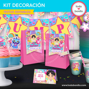kit imprimible Saja Boys Soda Pop decoración cumpleaños K-pop mesa dulce completa