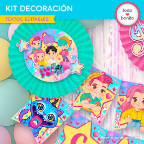 detalles de decoración imprimible Saja Boys Soda Pop banderines y personajes K-pop