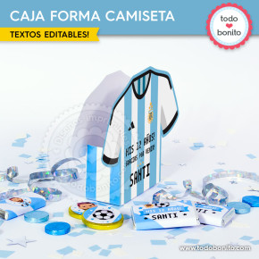 Caja souvenir con forma de camiseta la Selección Argentina para imprimir