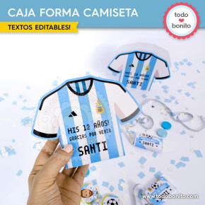 Molde de caja camiseta de Messi y la Selección Argentina para imprimir