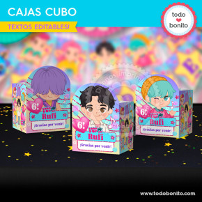 Cajitas cubo Saja Boys Soda Pop personajes decoración cumpleaños K-pop