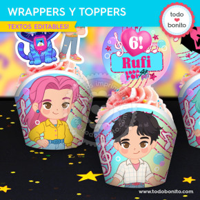 Wrappers y toppers Saja Boys Soda Pop para cupcakes