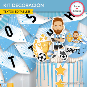 Kit de fiesta Messi con textos editables para imprimir