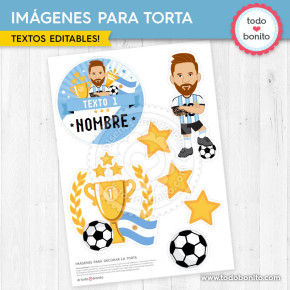 Imágenes para imprimir y decorar la torta de Messi Argentina fútbol