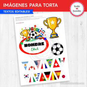 Imágenes imprimibles para decorar torta de fiesta fútbol infantil