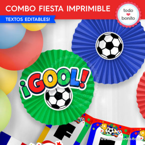 Kit imprimible fútbol países del mundo para fiesta infantil
