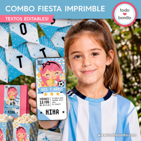 Invitación digital e imprimible Nina Selección Argentina