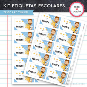 Etiquetas imprimibles de Messi selección argentina