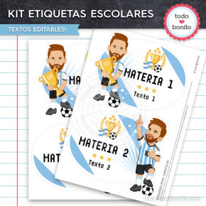 Etiquetas de materias imprimibles de Messi selección argentina