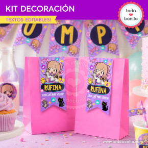Bolsitas sorpresita imprimibles de Lyna Vallejos para cumpleaños y mesa dulce youtuber