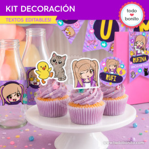 Toppers de Lyna Vallejos decoración imprimible de cumpleaños