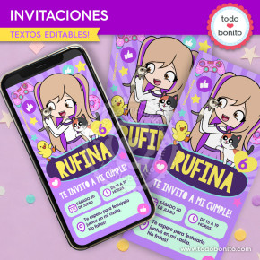 Invitación de cumpleaños Lyna Vallejos editable para imprimir o enviar por WhatsApp