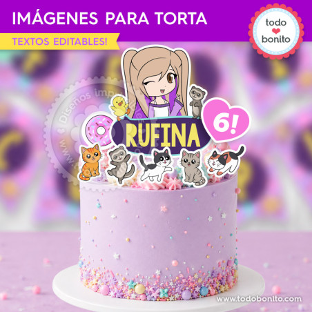 Imágenes de Lyna Vallejos para decorar torta de cumpleaños con topper imprimible personalizado