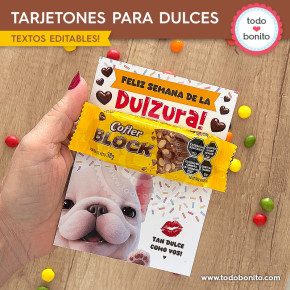 Tarjetas porta golosinas semana de la dulzura para imprimir