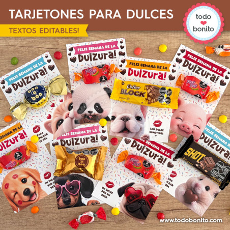 Tarjetas porta golosinas semana de la dulzura para imprimir