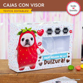 Caja con visor de Pibble, el perrito viral de TikTok, para golosinas