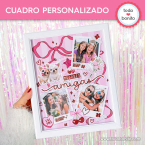 Día del amigo pink collage: cuadro personalizado amigas