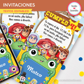 Invitación digital Toy Story 5 con los personajes nuevos