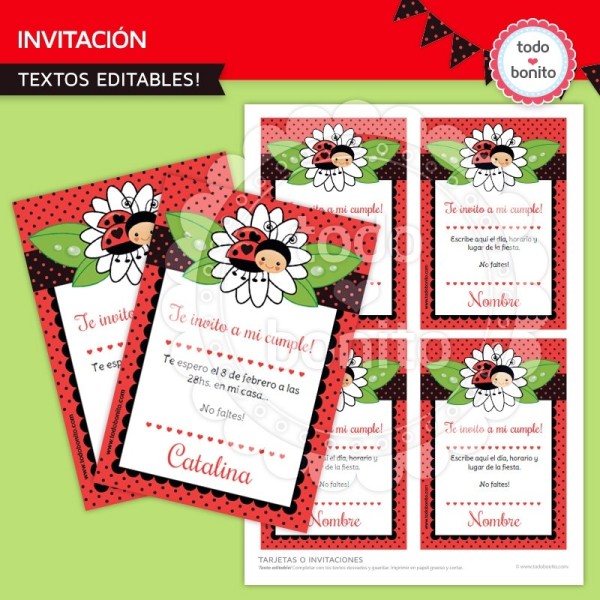 Ladybug rojo: invitación imprimible y digital