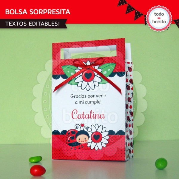 Ladybug rojo: bolsa sorpresita para imprimir