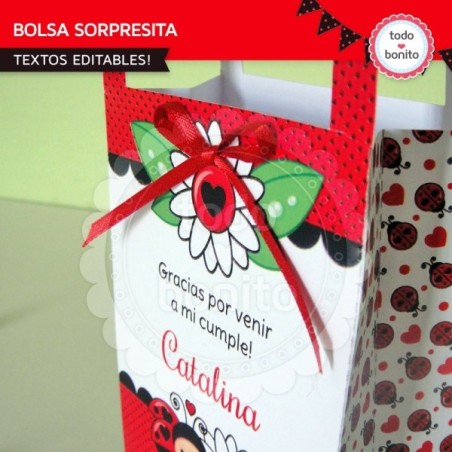 Ladybug rojo: bolsa sorpresita para imprimir