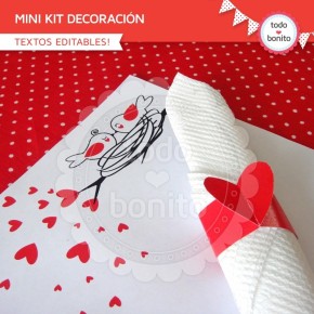 Corazones y pajaritos: kit decoración