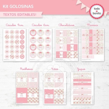 Shabby Chic Rosa: etiquetas de golosinas