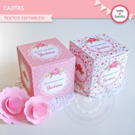 Shabby Chic Rosa: cajita cubo