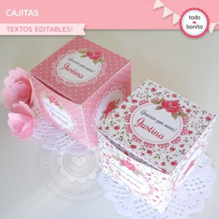 Shabby Chic Rosa: cajita cubo