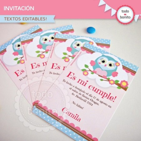 Búhos rosa: invitación...