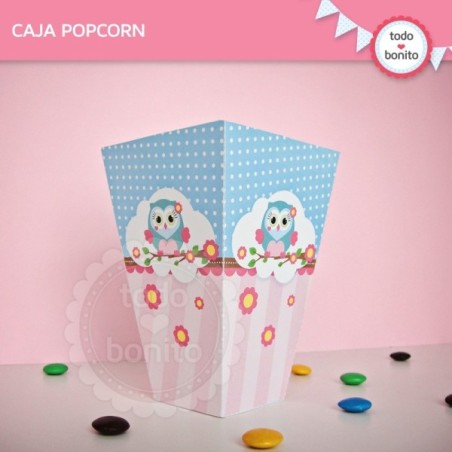 Búhos rosa: cajita popcorn