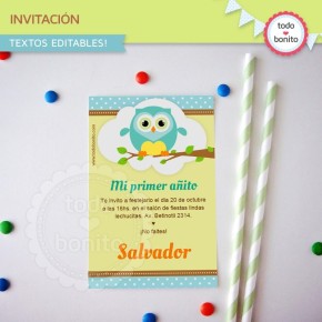 Búhos niños: invitación...