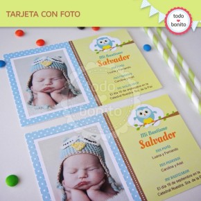 Búhos niños: tarjeta con foto