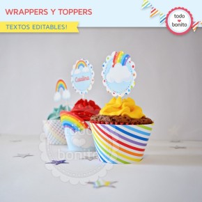 Arcoiris: wrappers y toppers