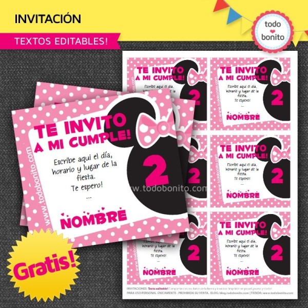 Invitación Cumpleaños Minnie Fiesta - Diseños personalizados