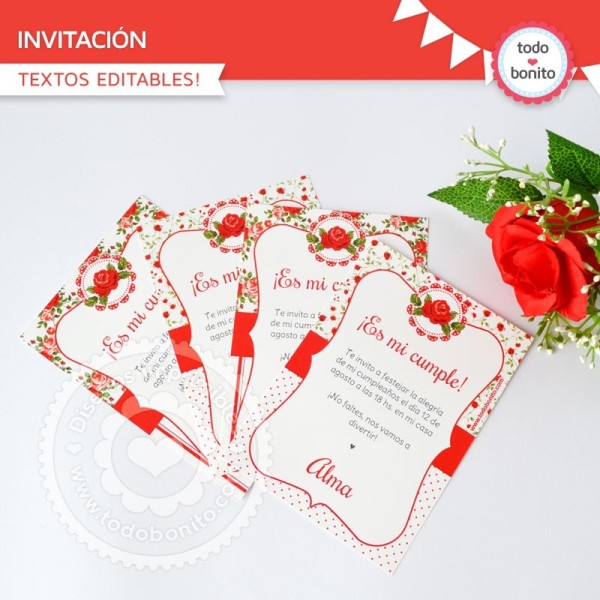 Invitaciones con flores para imprimir