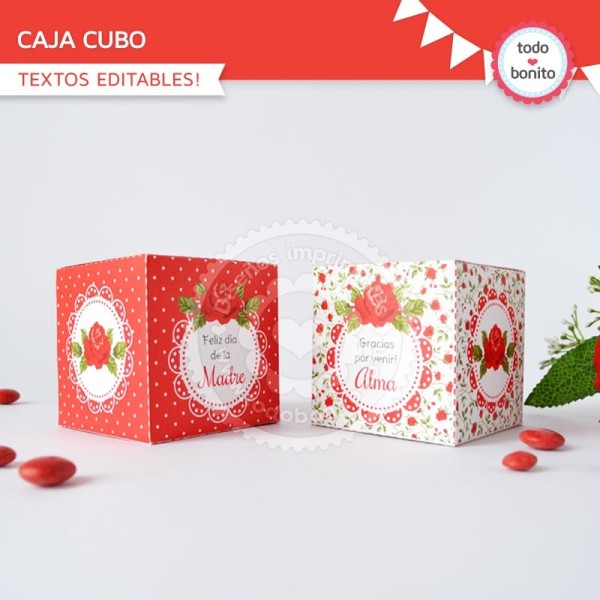 Shabby Chic Rojo: cajita cubo