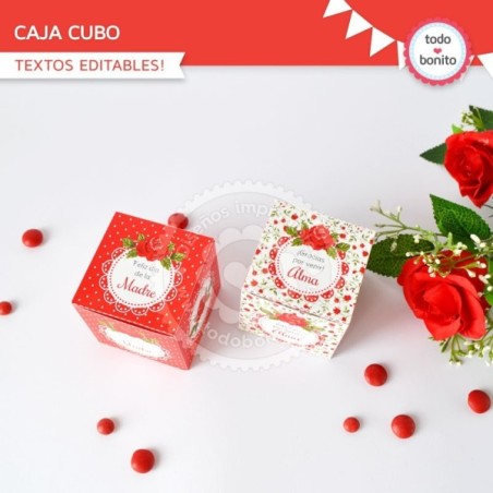 Shabby Chic Rojo: cajita cubo