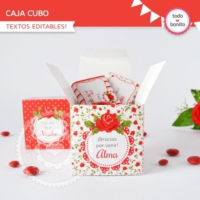 Shabby Chic Rojo: cajita cubo