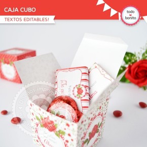 Shabby Chic Rojo: cajita cubo